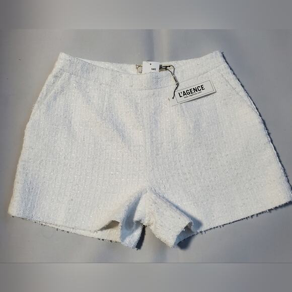 NWT$395 L'agence Ashton Bouclé Knit White Shorts Sz 6 - Picture 11 of 16